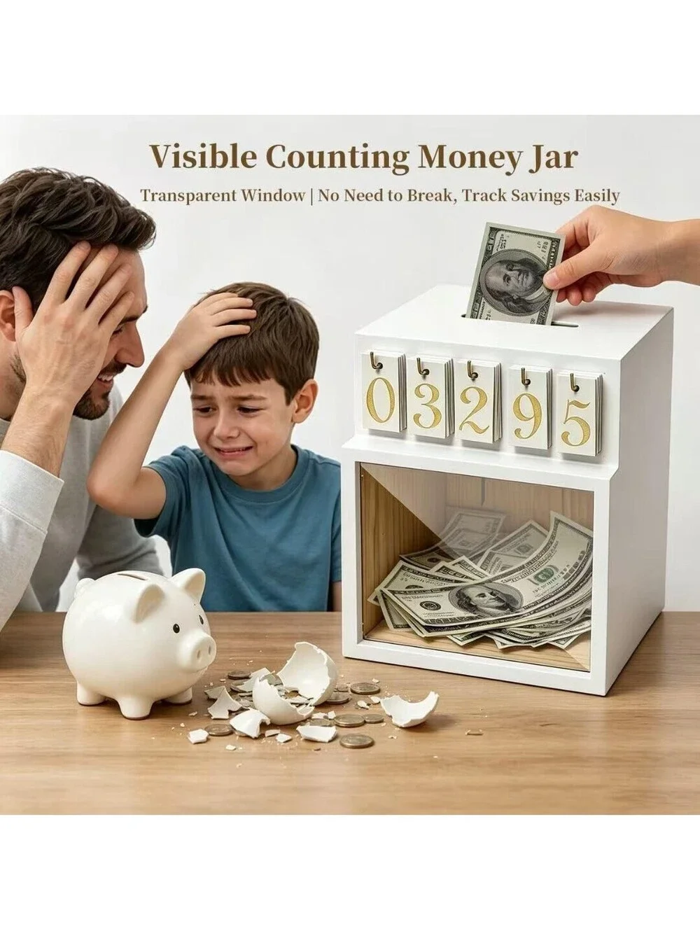 Counting & Challenge Bank Money Box with Lock – Track Savings Goals